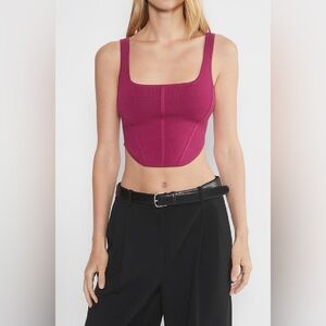 Babaton Magenta Sculpt Knit Bustier Crop Top NWT - Size XS